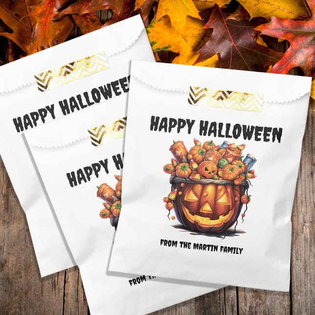 Creepy Jack o Lantern Happy Halloween  Favor Bag (Creepy Jack o' Lantern "Happy Halloween" treat bags for all your neighborhood trick-or-treaters.  )