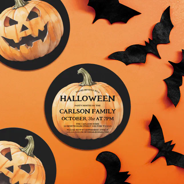 Creepy Jack-O-Lantern Pumpkin Halloween Party Invitation | Zazzle