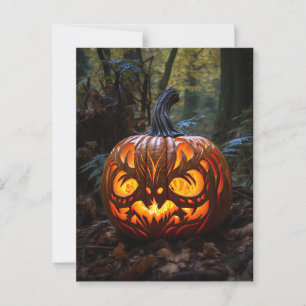 Creepy Jack o Lantern Pumpkin Halloween Party Postcard