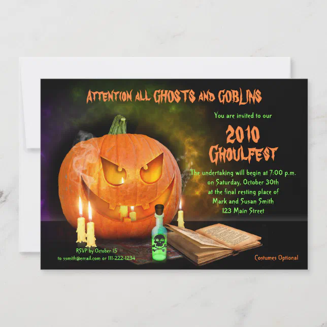 Creepy Jack O'Lantern Halloween Party Invitation | Zazzle