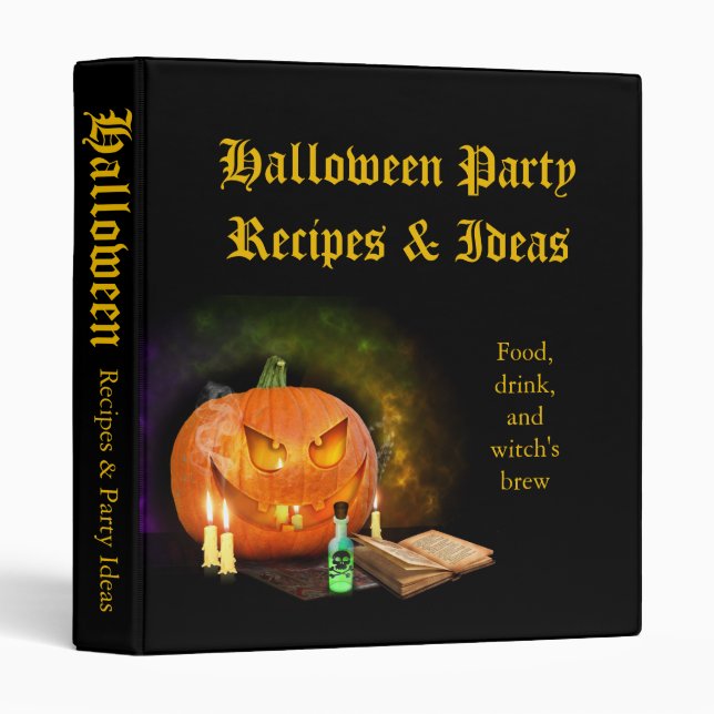 Creepy Jack O'Lantern Halloween Recipe Binder (Front/Spine)
