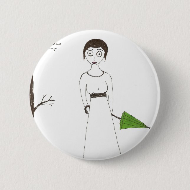 Creepy Jane Austen Rice Painting Pinback Button (Front)
