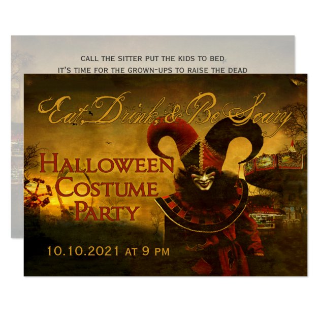 Creepy Jester Carnival Halloween Invitation