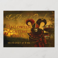 Creepy Jester Carnival Halloween Invitation