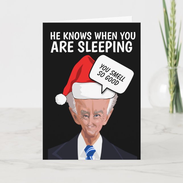 CREEPY JOE BIDEN SNIFF CHRISTMAS GREETING CARD (Front)