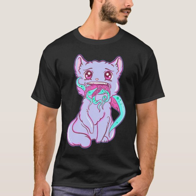 Creepy Kawaii Anime Cat Horror Pastel Goth       T-Shirt (Front)
