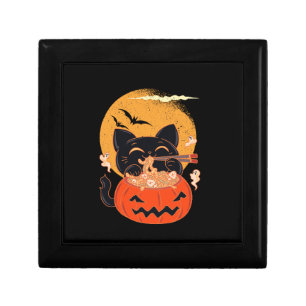 Creepy Kawaii Cat Eating Worms Ramen Noodles Hallo Gift Box