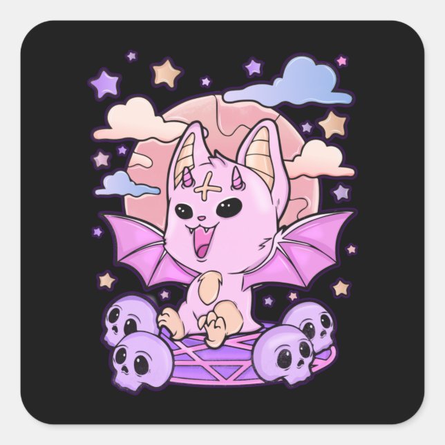 Creepy Kawaii Chibi Horror Cute Creepy Pastel Goth Square Sticker (Front)