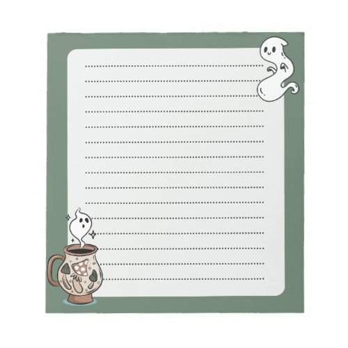 Creepy Kawaii Ghost in Mug Notepad