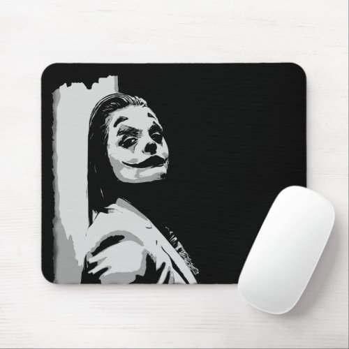 Creepy killer clown face mouse pad