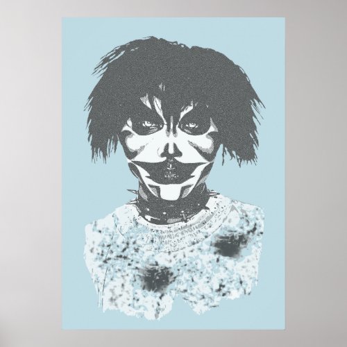 Creepy killer clown face poster