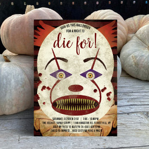 Creepy Killer Clown Halloween Party Invitation