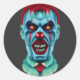 Creepy Killer Zombie Clown Horror Art Classic Round Sticker