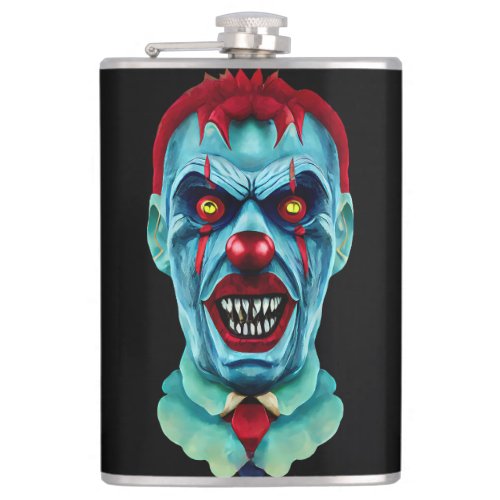 Creepy Killer Zombie Clown Horror Art  Flask