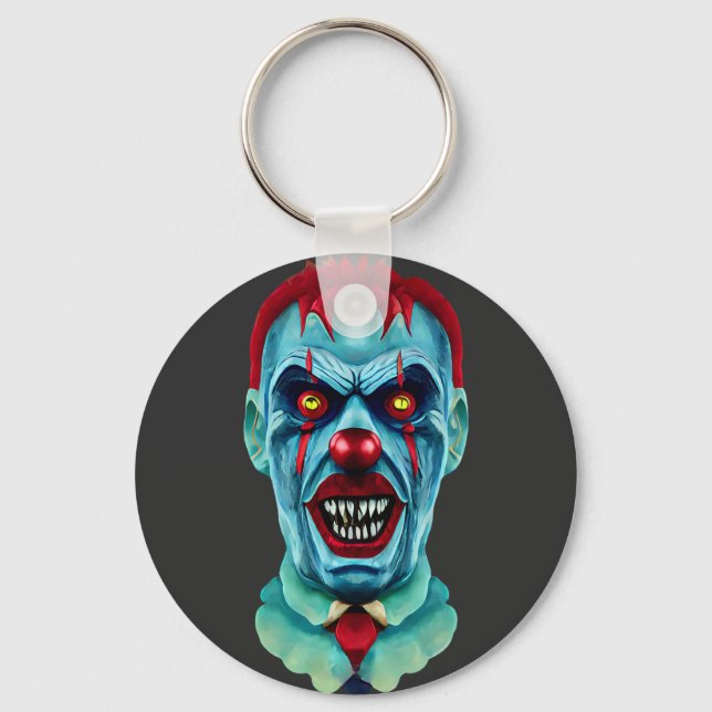 Creepy Killer Zombie Clown Horror Art  Keychain (Front)