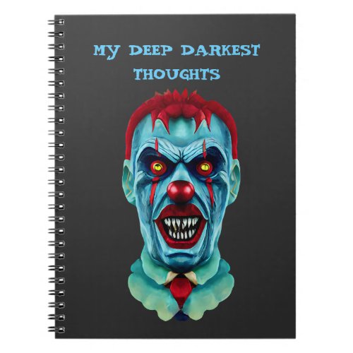 Creepy Killer Zombie Clown Horror Art  Notebook