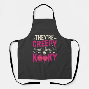 Creepy Kooky Halloween Skull Pumpkin Design_1 Apron
