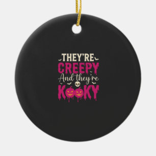 Creepy Kooky Halloween Skull Pumpkin Design_1 Ceramic Ornament