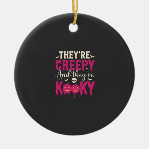 Creepy Kooky Halloween Skull Pumpkin Design_1 Ceramic Ornament