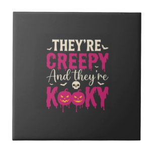 Creepy Kooky Halloween Skull Pumpkin Design_1 Ceramic Tile