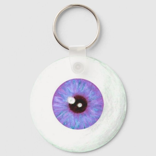 Creepy Lavendar Azure Eyeball Keychain (Front)
