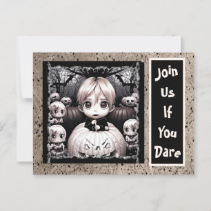 Creepy Little Child Pumpkin Patch Halloween Postcard