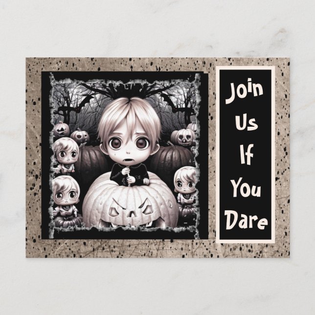 Creepy Little Child Pumpkin Patch Halloween   Postcard (Front)