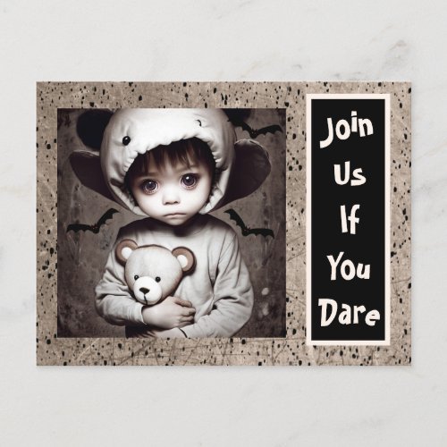 Creepy Little Ethnic Child Big Eyes Halloween   Postcard