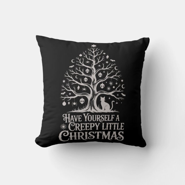 Creepy Little Gothic Christmas Throw Pillow (Front)