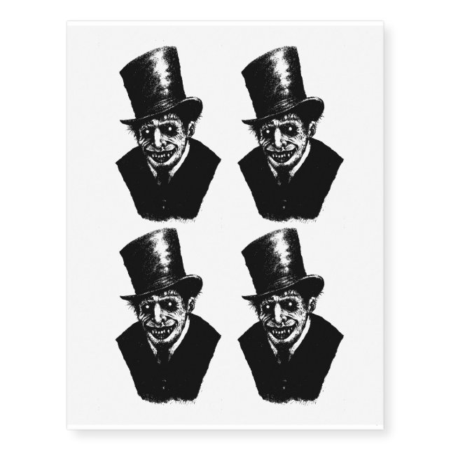 Creepy Man Halloween Design Temporary Tattoos (Front)