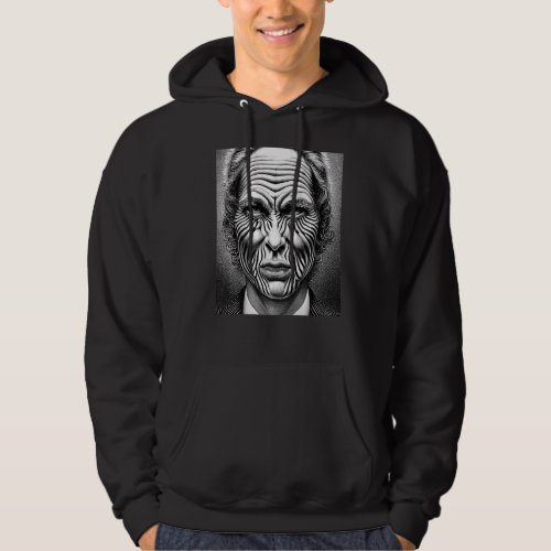 Creepy Man With Zebra Tattoos on His Face Graphic  Hoodie