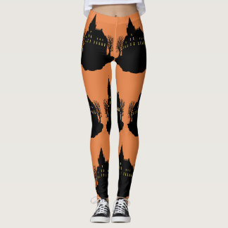 Creepy Mansion in Silhouette Leggings