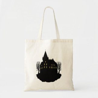 Creepy Mansion in Silhouette Tote Bag