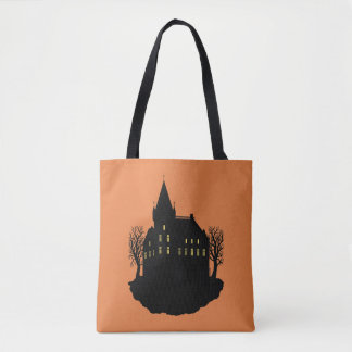 Creepy Mansion in Silhouette Tote Bag