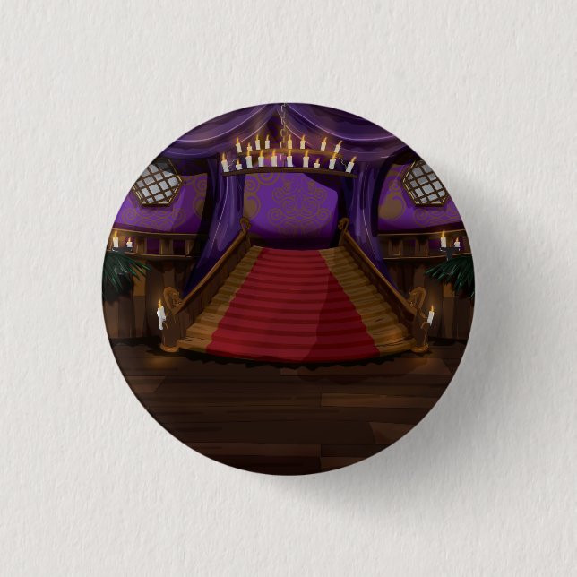 Creepy Mansion Stairway Pinback Button (Front)