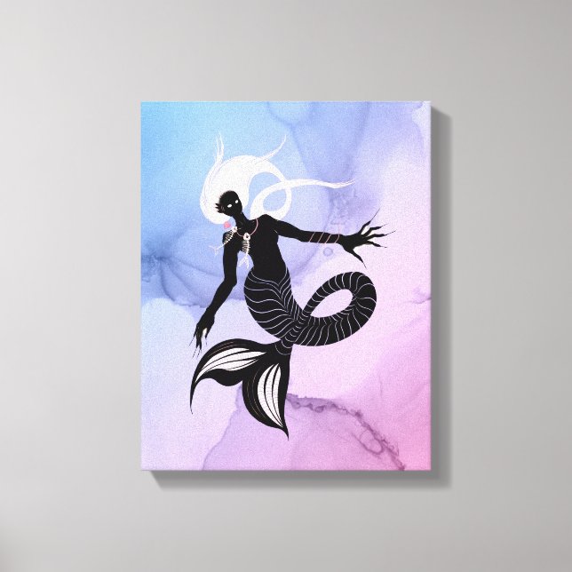 Creepy Mermaid Dark Fantasy Monster Goth Canvas Print (Front)