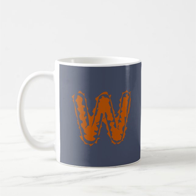 Creepy Monogram Clashing Orange on Blue Coffee Mug (Left)