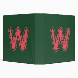 Creepy Monogram Clashing Pink on Green 3 Ring Binder