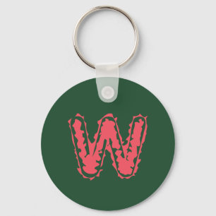 Creepy Monogram Clashing Pink on Green Keychain