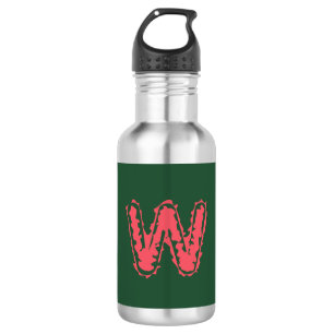 Creepy Monogram Clashing Pink on Green Stainless Steel Water Bottle