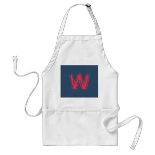 Creepy Monogram Clashing Red on Blue Adult Apron