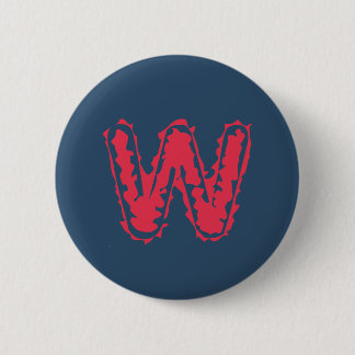 Creepy Monogram Clashing Red on Blue Button