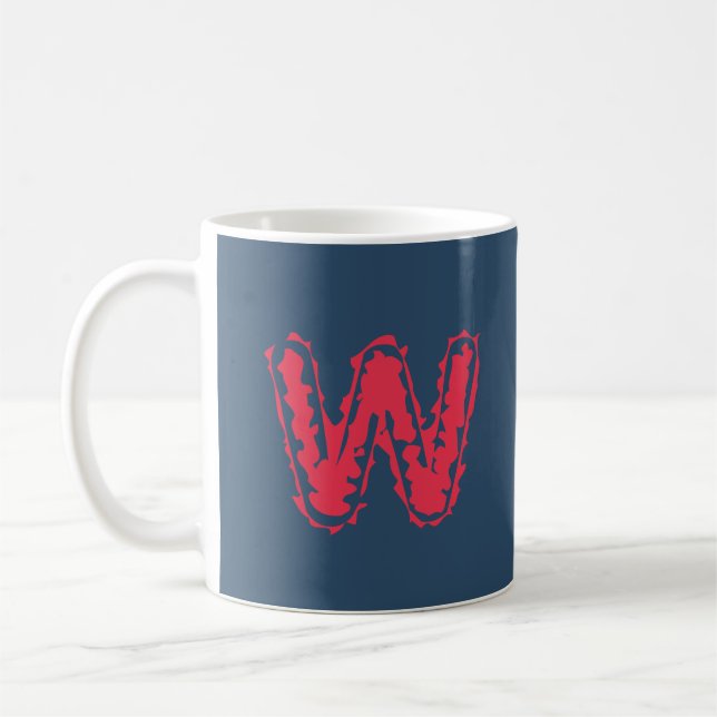 Creepy Monogram Clashing Red on Blue Coffee Mug (Left)