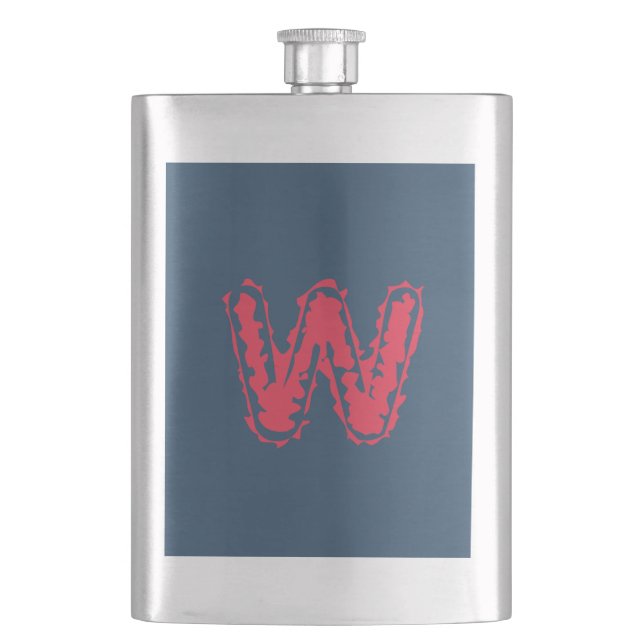 Creepy Monogram Clashing Red on Blue Flask (Front)