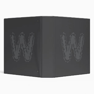 Creepy Monogram Grey on Grey 3 Ring Binder