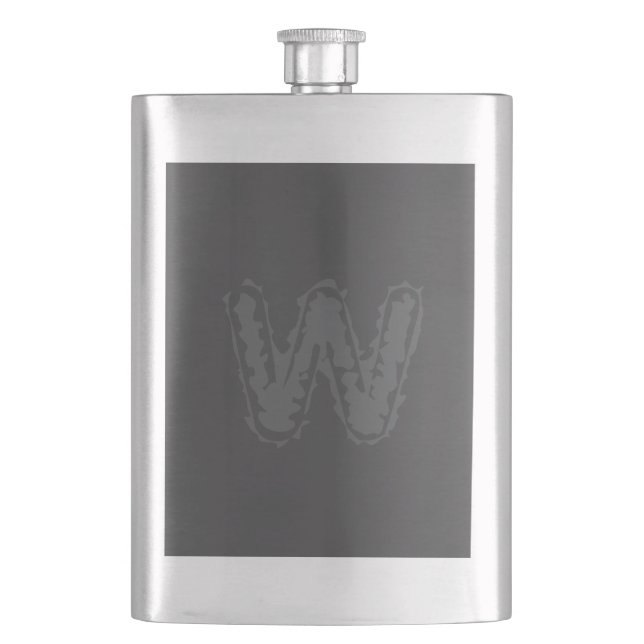Creepy Monogram Grey on Grey Flask (Front)