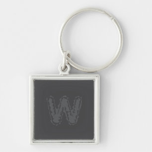 Creepy Monogram Grey on Grey Keychain