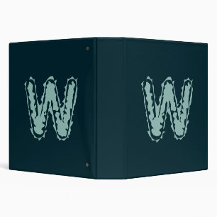 Creepy Monogram Mint Green on Deep Blue 3 Ring Binder