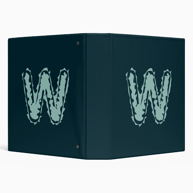 Creepy Monogram Mint Green on Deep Blue 3 Ring Binder (Background)