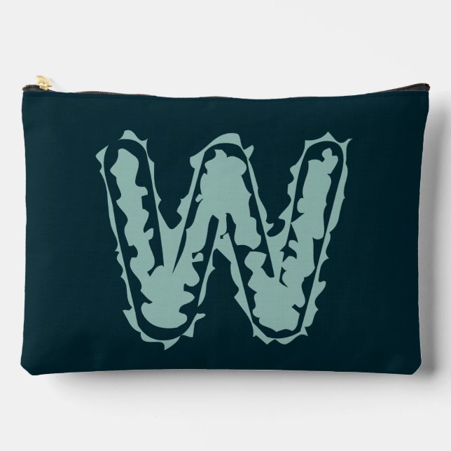 Creepy Monogram Mint Green on Deep Blue Accessory Pouch (Front)